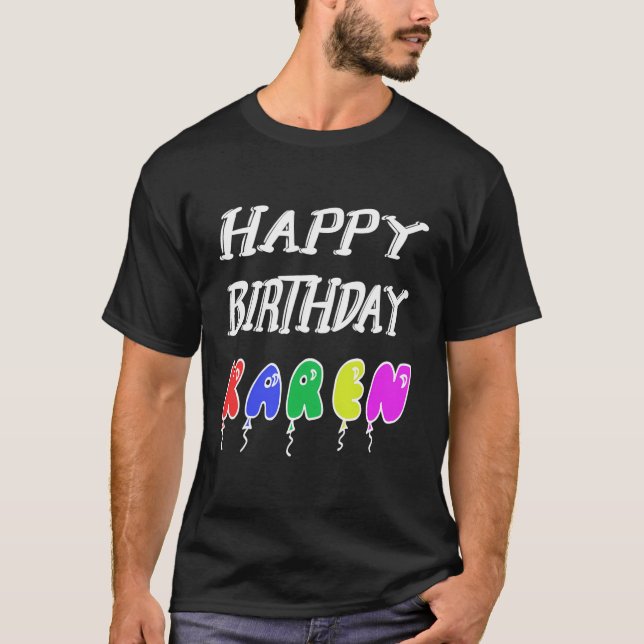 Camiseta Feliz aniversário Karen (Frente)