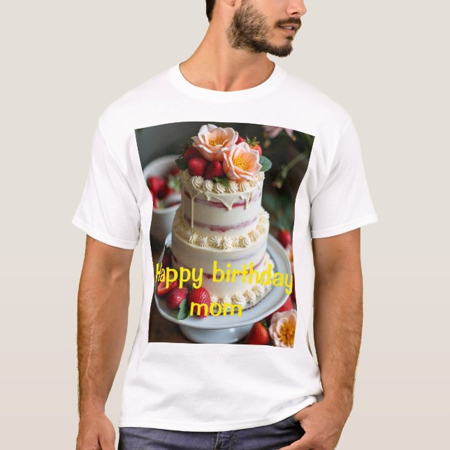 Camiseta Feliz aniversário, mãe T-Shirt design (Frente)
