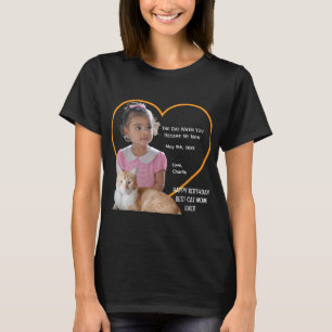 Camiseta Feliz Aniversário Melhor Mãe de Gato Foto Nome Pre