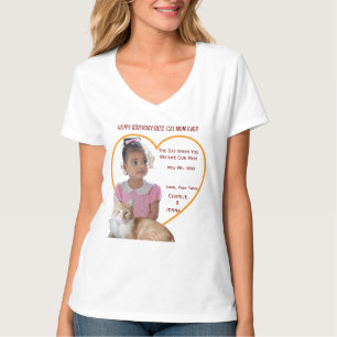 Camiseta Feliz Aniversário Melhores Fotos de Mãe de Gato Ga