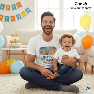 Camiseta Feliz Aniversário Meu Filho Riyan Leão