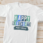 Camiseta Feliz Aniversário Moderno Brincadeira Divertida Sa<br><div class="desc">Esta design simples e moderna é composta por tipografia sans serif fofa.</div>