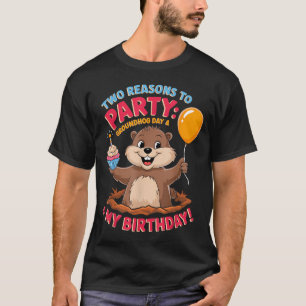 Camiseta Feliz Aniversário no Dia do Groundhog 2025 Festa d