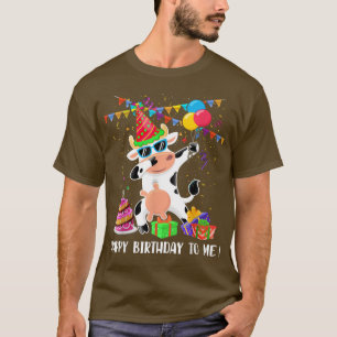 Camiseta Feliz Aniversário Para Mim Dabbing Cow Cute Cow Lo