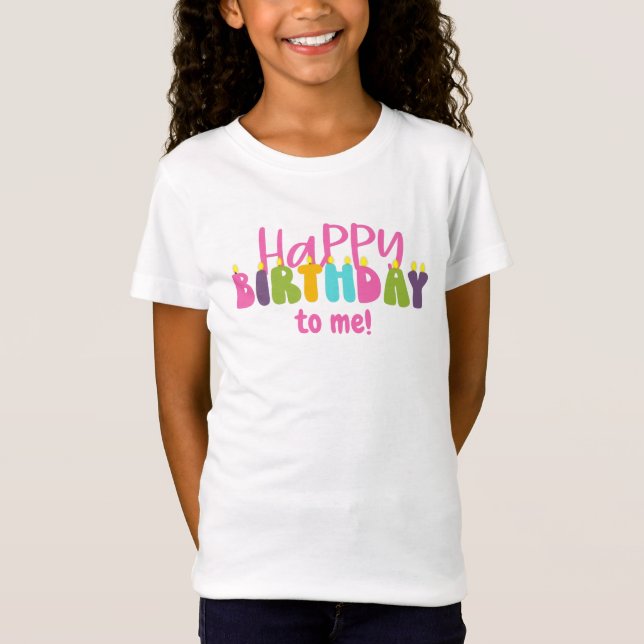 Camiseta Feliz aniversário para mim Velas Coloridas (Frente)