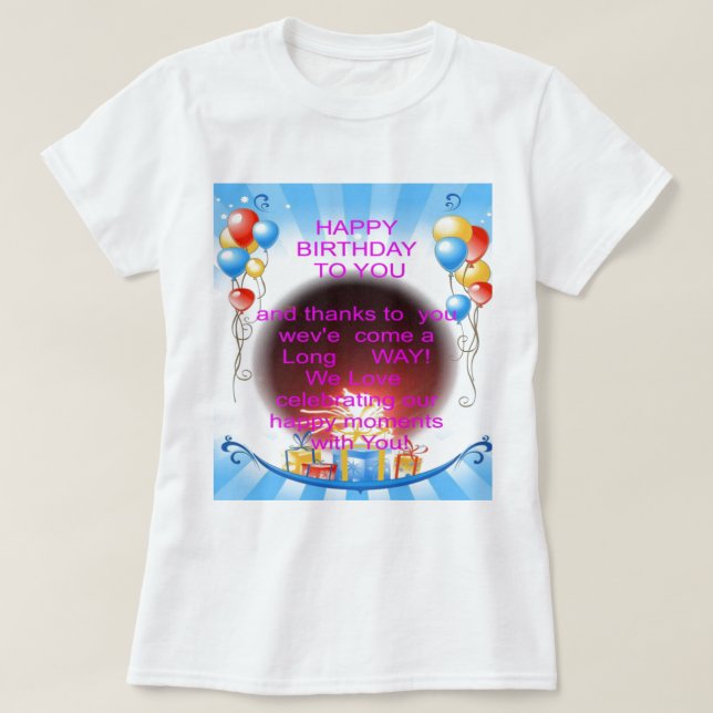 Camiseta Feliz aniversário para você Art Impressão (Frente do Design)