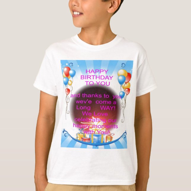 Camiseta Feliz aniversário para você Art Impressão (Frente)