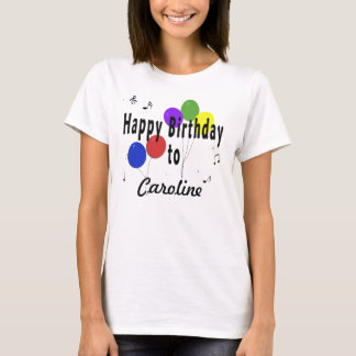 Camiseta Feliz aniversario personalizado e balões