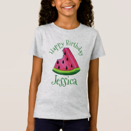 Camiseta Feliz Aniversário Pink Watermelon Slice Fruta Picn