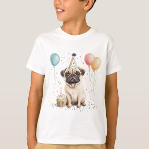 Camiseta Feliz Aniversário Pug Cachorro