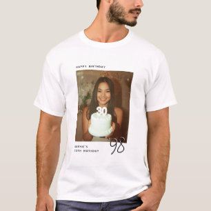 Camiseta Feliz Aniversário Qualquer Idade Foto Personalizad