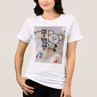 Camiseta Feliz Aniversário Rato Desenho Fofo para