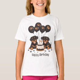 Camiseta Feliz Aniversário Rottweiler Cães