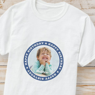 Camiseta Feliz Aniversário - Simples Foto Personalizada Mo
