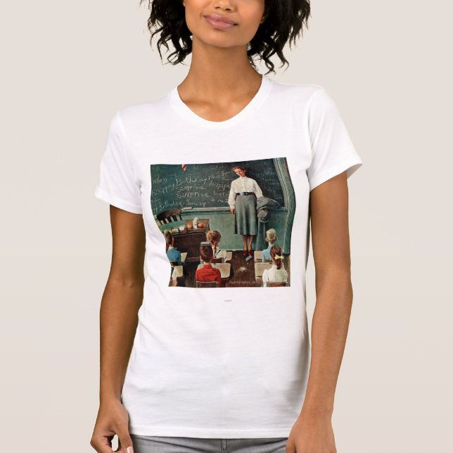 Camiseta Feliz aniversário, Srta. Jones por Norman Rockwell (Frente)
