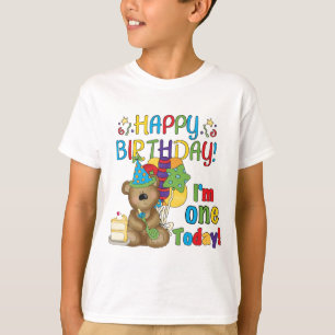 Camiseta Feliz aniversário Teddy Bear 1rua T-shirts e prese