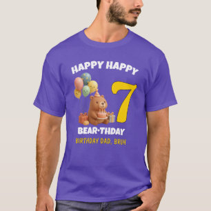 Camiseta FELIZ ANIVERSÁRIO Urso de Pelúcia 7º Aniversário P