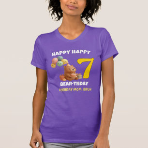 Camiseta FELIZ ANIVERSÁRIO Urso de pelúcia de 7º aniversári