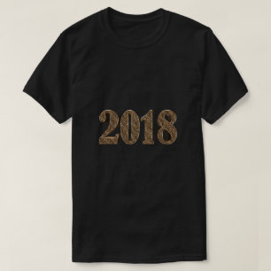 Camiseta Feliz ano novo 2018 Tipografia Dourada Elegante