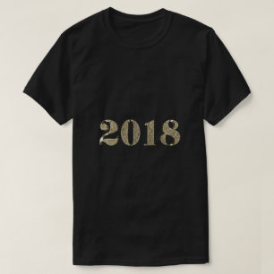Camiseta Feliz ano novo 2018 Tipografia Elegante Dourada