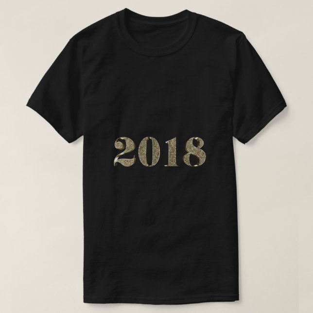 Camiseta Feliz ano novo 2018 Tipografia Elegante Dourada (Frente do Design)