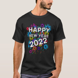 Camiseta Feliz ano novo 2022 Feliz feriado laranja vermelho