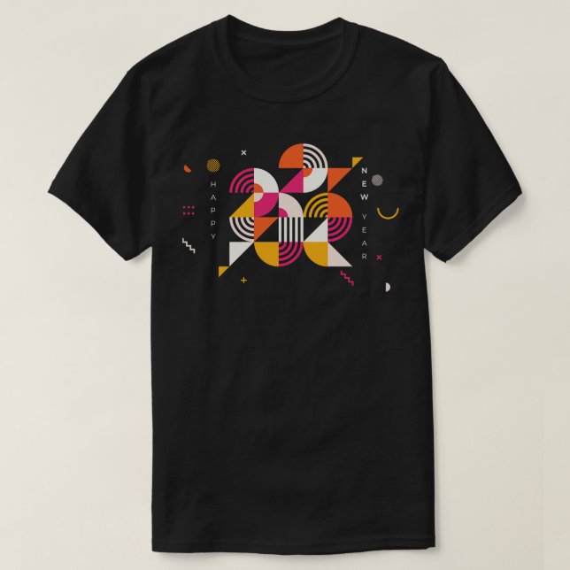 Camiseta Feliz ano novo 2022 Geométrico Modern Design 3 (Frente do Design)