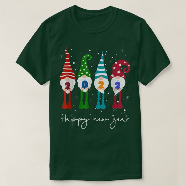 Camiseta Feliz Ano Novo 2022, Gnome Xmas Family Matching (Frente do Design)
