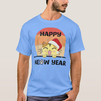 Camiseta feliz ano novo 2023 com gato engraçado