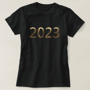 Camiseta Feliz ano novo 2023 Números de Ouro Faux Elegante