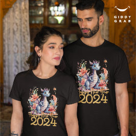 Camiseta Feliz ano novo 2024 Cor do Dragão Chinês