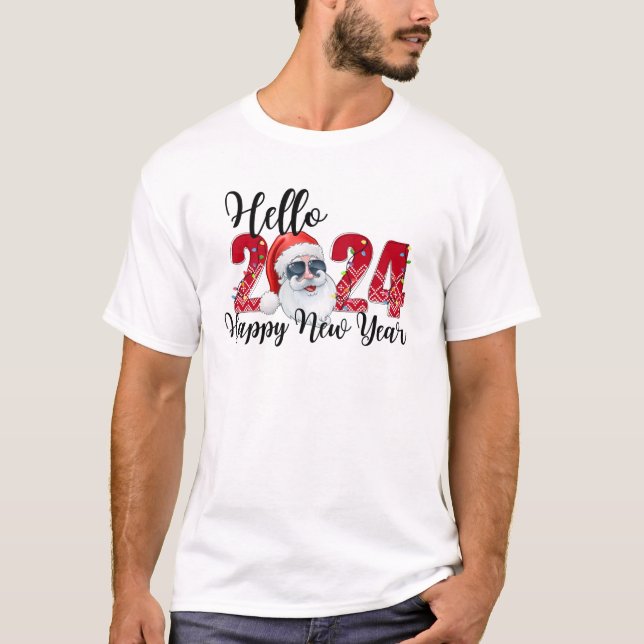 Camiseta Feliz ano novo 2024 Feliz Papai noel (Frente)