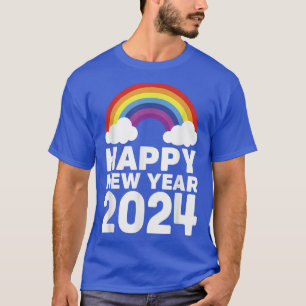 Camiseta Feliz ano novo 2024 Nuvens Arco-Íris Chinesas Luna