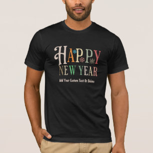 Camiseta Feliz Ano Novo 2024 Réveillon Colorido Retro