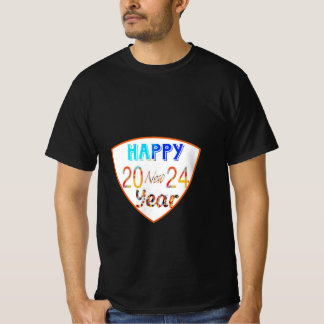 Camiseta Feliz ano novo 2024 T-Shirt de Preto