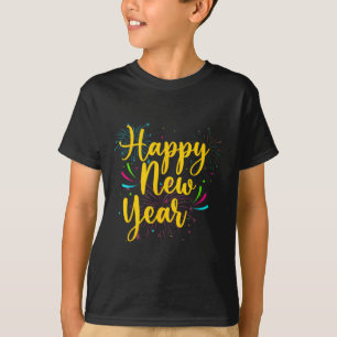 Camiseta Feliz ano novo 2025, Dourado Diversão Festivo Fest