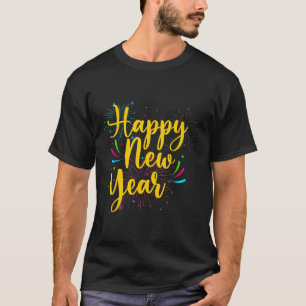 Camiseta Feliz ano novo 2025, Dourado Diversão Festivo Fest