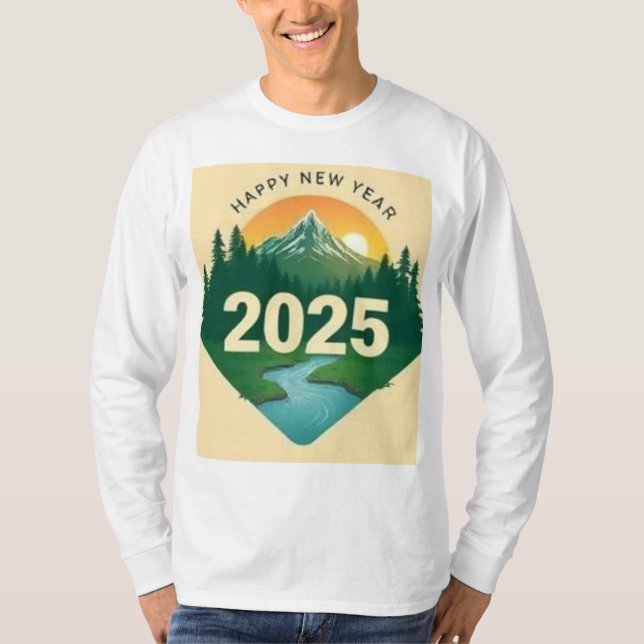Camiseta Feliz ano novo 2025 Ilusões Naturais (Frente)
