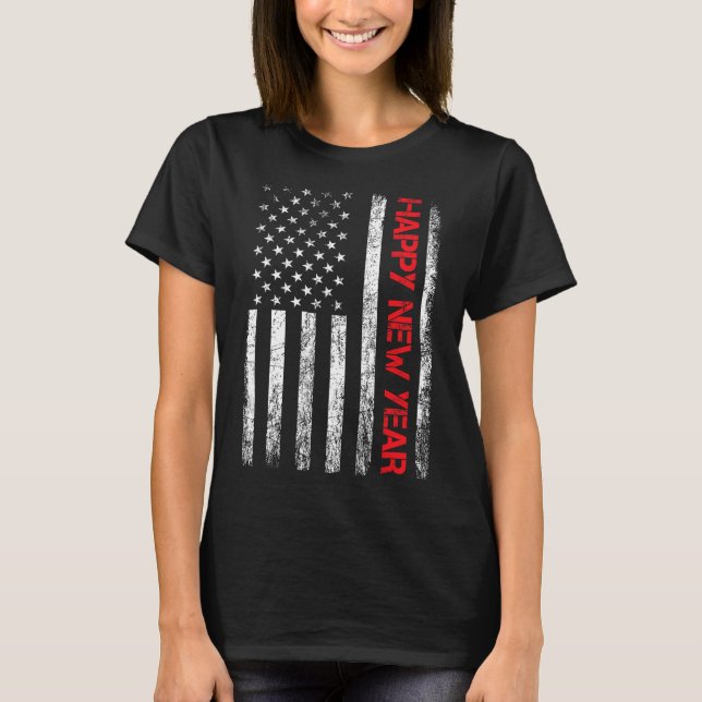 Camiseta Feliz ano novo 2025 - Incêndio da família American (Frente)