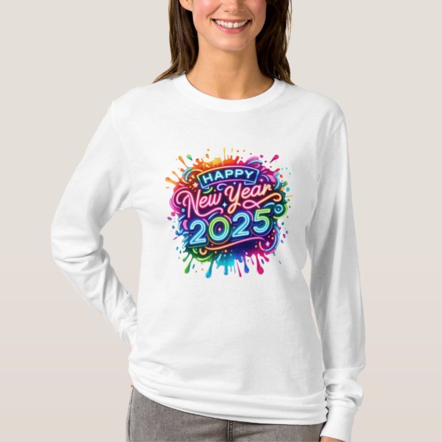 Camiseta Feliz ano novo 2025 Png, Design de sublimação (Frente)