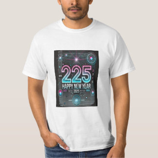 Camiseta Feliz ano novo 2025 t-shirt Modern design
