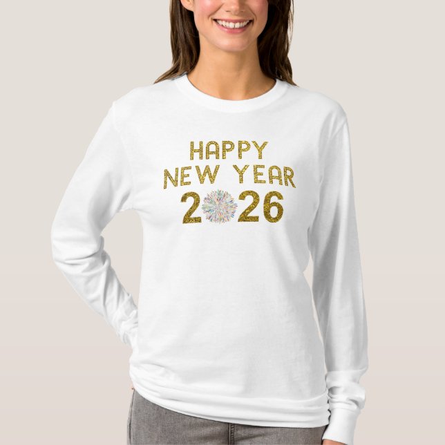Camiseta Feliz Ano Novo 2026 (Frente)