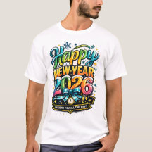 Feliz Ano Novo 2026 Celebração Colorida e Retrô De
