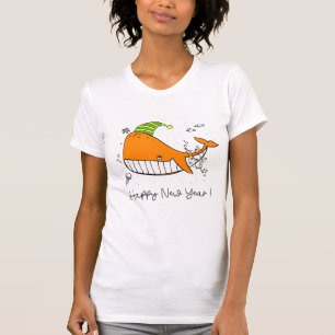 Camiseta feliz ano novo - amante da baleia
