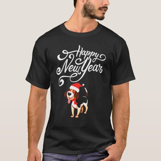 Camiseta Feliz ano novo Beagle (Frente)