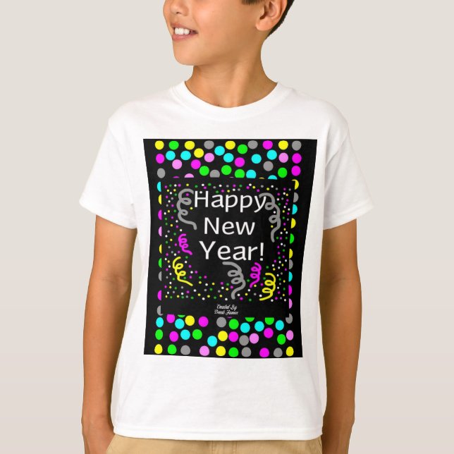Camiseta Feliz ano novo Boys White Basic T Shirt (Frente)