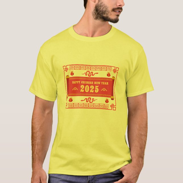 Camiseta Feliz Ano Novo Chinês 2025, Ano do Cobra (Frente)