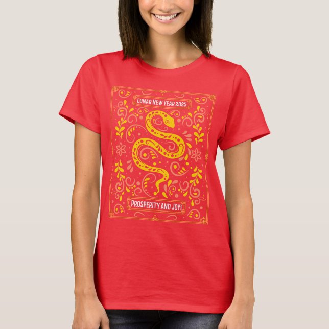Camiseta Feliz Ano Novo Chinês 2025 T-Shirt (Frente)