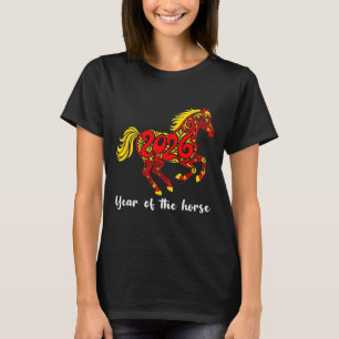 Camiseta Feliz Ano Novo Chinês 2026 Ano Do Cavalo Horo