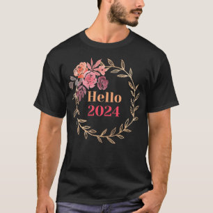 Camiseta feliz ano novo de 2024 anos.Olá 2024
